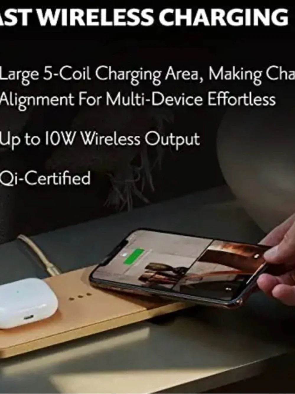 Oura White Wireless Charger Power Bank with Braided USB-C Cable
